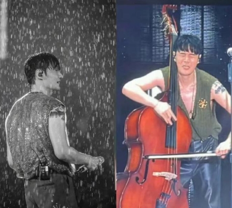 李荣浩雨中闭眼拉大提琴唱歌，歌迷调侃“以为是盲人拉二胡”(图1)