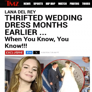 打雷姐Lana Del Rey婚纱是在一家二手店里购入的，家婚纱的价格范围不超过400美元